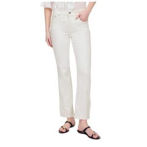 Madewell Mid Rise Kick Out Crop Jeans Pure White NI961 size 24 NWT